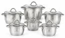 12-delige set de cuisine en acier inoxydable avec couvercles, convient à l'induction, avec un fond à 5 couches