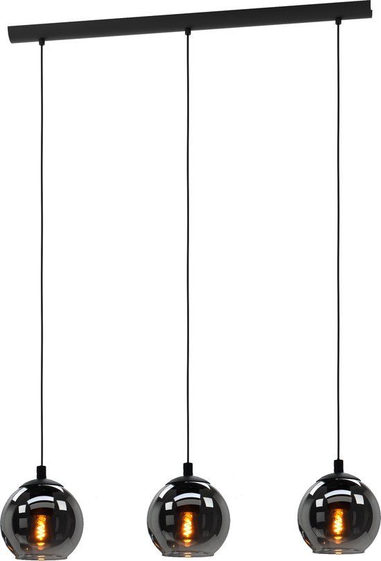 EGLO Ariscani Hanglamp - E27 - 76,5 cm - Zwart - Rookglas