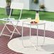 en.casa Table de jardin Sandefjord table d'appoint ronde métal 53x46x46cm blanc
