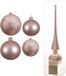 Decoris Kaemingk B.V. Compleet glazen kerstballen pakket lichtroze glans/mat 39 stuks - 18x 4 cm en 20x 6 cm - Inclusief piek glans