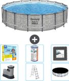 Bestway Rond Steel Pro MAX Zwembad - Steenprint - 549 x 122 cm