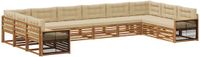 vidaXL Hoek loungeset 4-persoons Massief Acacia Hout Natuurlijk en Beige