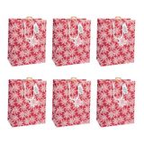 Eurowrap - X-32781-2Cpack - Set van 6 Kerst Cadeauzakken - Groot Formaat 26,5x14x33cm - Floraal