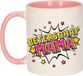 Bellatio Decorations Beterschap mama cadeau koffiemok / theebeker wit en roze met sterren - 300 ml - keramiek