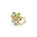 Swarovski Idyllia open ring, centrale bloem in groen, roze en geel kristal, spiraalframe, op de natuur geïnspireerd design, goudtint, maat 60
