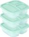 Plasticforte Vershoudbakje - 3x - 3-vaks - 1,2L - meal prep - herbruikbaar - mint groen