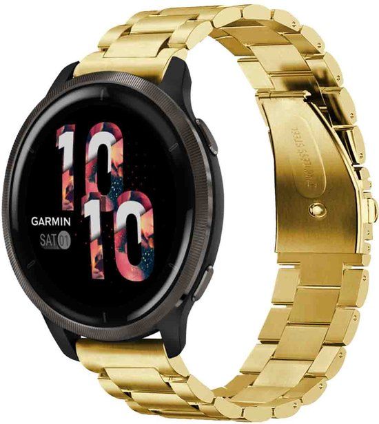 iMoshion Stalen 22 mm bandje - Goud - Geschikt voor Garmin, Samsung, Polar, Huawei en meer