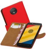 BAOHU Bookstyle Wallet Case for Motorola Moto C - Red