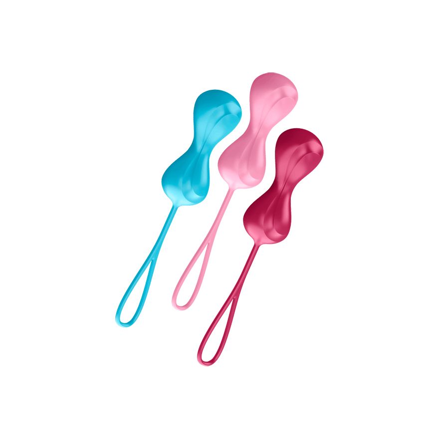 Satisfyer Power Balls Kegel Balls - Set of 3 - Silicone - Blue, Pink, Red