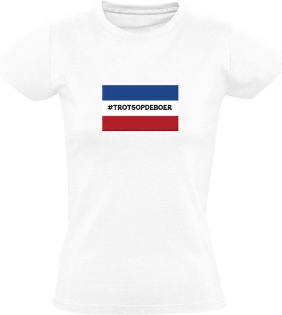 Trots op de boer Dames T-shirt - Wit - 4XL