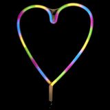 HOME DECO FACTORY, LA0058, Rainbow Heart Neon Effect LED Lamp, Multicolor USB Light, Modern Ambient Lighting, Energy Saving, Ideal for Interior Decoration, 30 cm, Multicolor