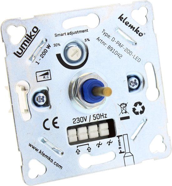 Klemko Universele LED Dimmer - Inbouw - 1-200W