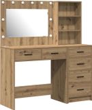 vidaXL Kaptafel met Spiegel - Bewerkt Hout - Bruin - 78.5 x 41 x 135 cm