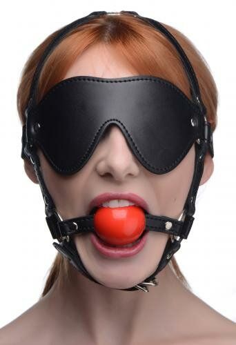 Kinky Adjustable Harness with Blindfold and Ballgag