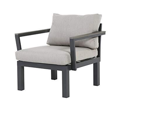 Gartenfreude Aluminium Ambience, flexibel inzetbaar met waterafstotend kussen, donkergrijs, fauteuil
