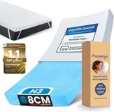 Arensberger Matras Topper Premium, 120cm x 200cm x 8cm, Gelschuim Matras Topper, Wasbare Hoes
