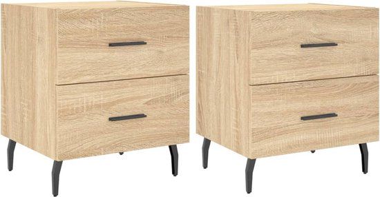vidaXL Nachtkastjes - Set van 2 - Sonoma Eiken - Bewerkt Hout - 40x35x47,5 cm