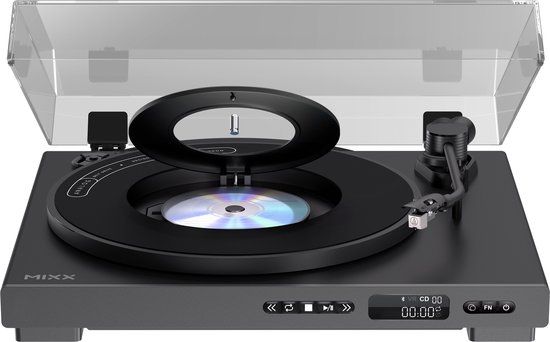 Mixx Analog Plus - Volautomatische Platenspeler - Ingebouwde CD-speler - Bluetooth - Zwart
