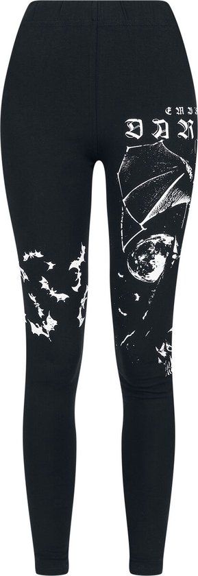 Gothicana by EMP Gothicana zwarte leggings met all-over vleermuisprint - Dames - XXL