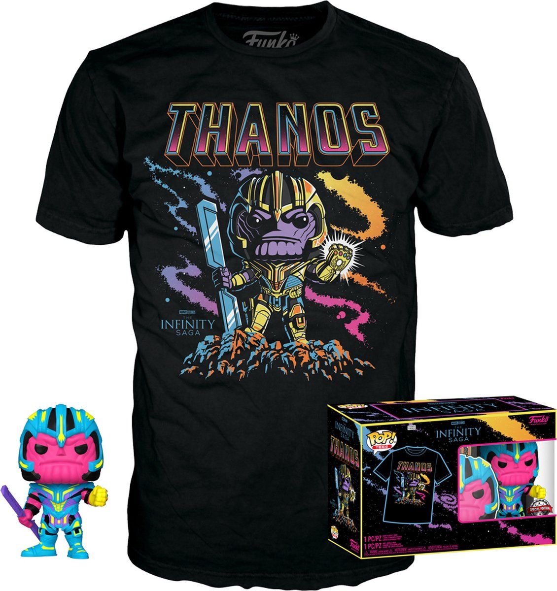 Funko POP & TEE: Marvel- Thanos (BKLT) - Large - 0889698636025