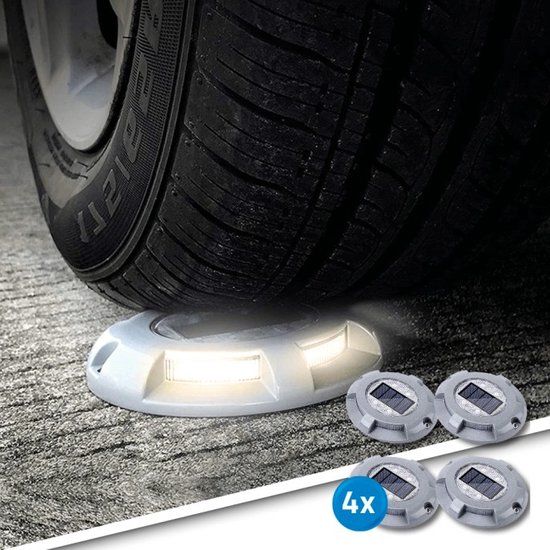 RexTech Solar Grondspot Shield - Set van 4 - Warm Wit Licht - Zonne-energie - IP68