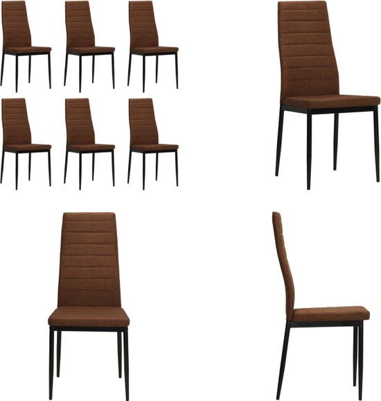 vidaXL Eetkamerstoelen 6 stuks stof bruin