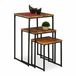 Relaxdays bijzettafel set van 3, stapelbaar, mimiset, 3 groottes, vierkant, metaal, woonkamer, salontafel, bruin/zwart