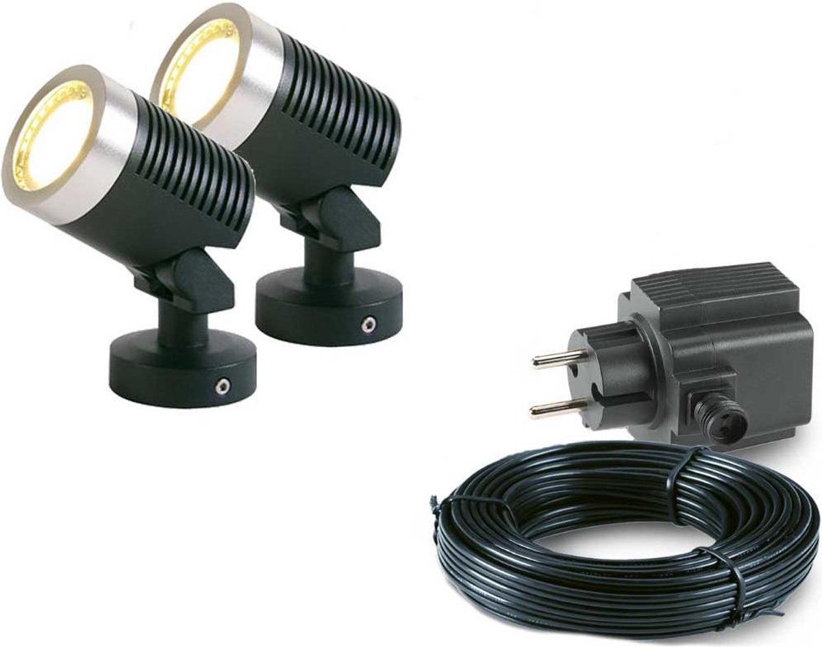 ABC-LED 2x LED grond spot - 12V - 5 watt - complete set - zwart