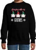 Bellatio Decorations Kersttrui/Sweater voor Kinderen - Kerst Kabouter/Gnoom - Zwart - Gnomies 170/176