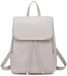 Sac à dos femme - Sac à dos avec fermeture enroulable - Similicuir (PU) - Fermeture à cordon de serrage - Convient à la ville et à l'école - Gris clair