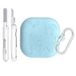 Samsung Étui en silicone gravé floral Samsung Galaxy Buds4/Buds4 Pro avec stylos de nettoyage - Bleu