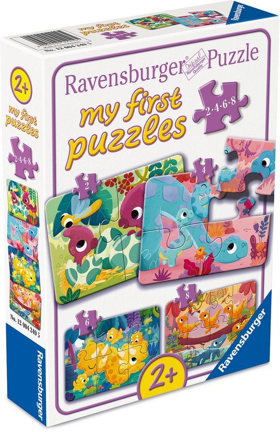 Ravensburger Dino Vrienden Kinderpuzzel - 2, 4, 6 en 8 Stukjes