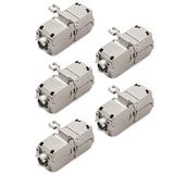 1aTTack.de Cat. 6A Keystone Connectoren Gereedschapsvrije IDC-terminal naar IDC-terminal AWG 22 tot AWG 26 Brons Vernikkeld Zilver 5 stuks
