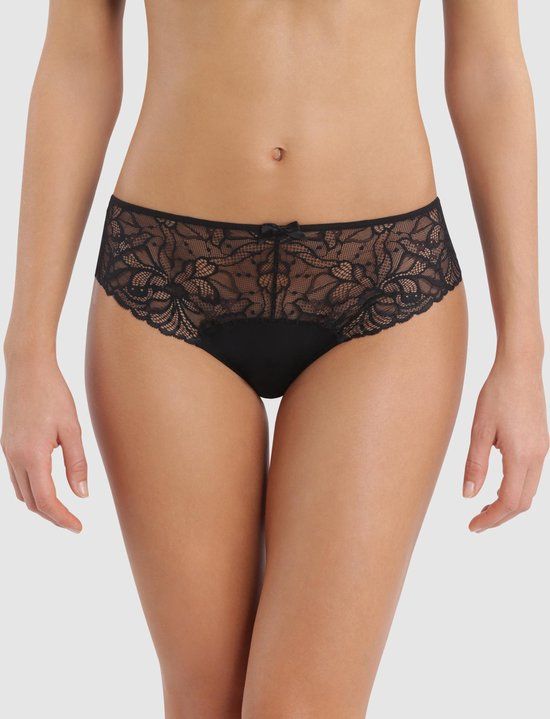 Dim Generous Essentiel Slip - Ondergoed - Met Bloemenkant - Dames - Maat 42 - Zwart