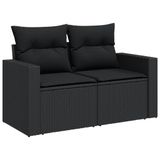 VidaXL 7-delige Loungeset met kussens, zwart, polyrotan