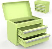BOG Famanu Mini Gereedschapskist - 2 Lades en een bovenste vak - Met PVC-coating en PP-voetjes - Groen