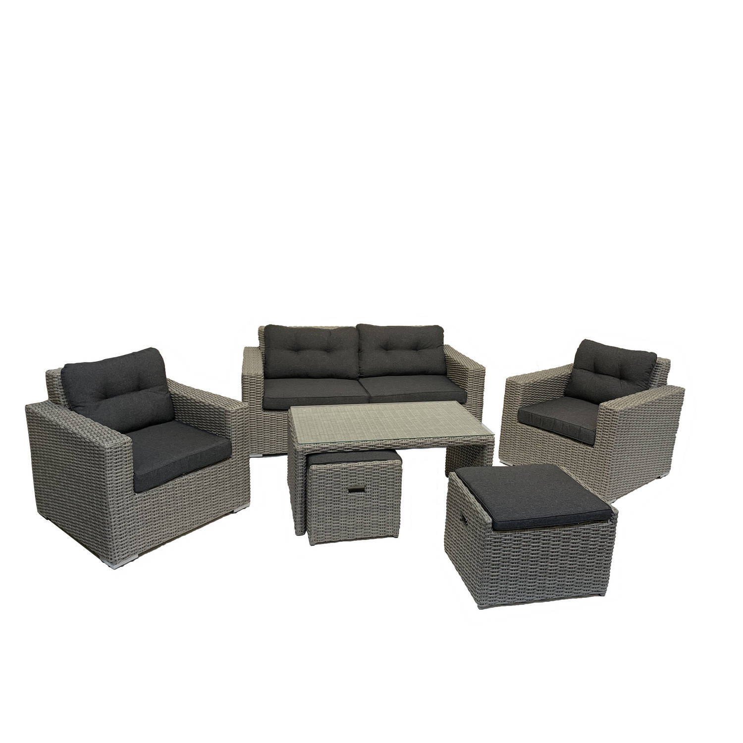 Mondial Living 6-persoons Loungeset Garonne Blended Grey Incl. tafel