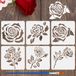 Non-branded Rose Painting Stencil Set - 6 Pieces Reusable Stencils - 15x15 cm