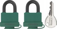 ABUS 2 Kettingsloten 70AL/45 Eén Sleutel Systeem 4 Sleutels Groen