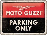 Nostalgic Art Merchandising Moto Guzzi parking Only. Metalen wandbord in reliëf 15 x 20 cm.