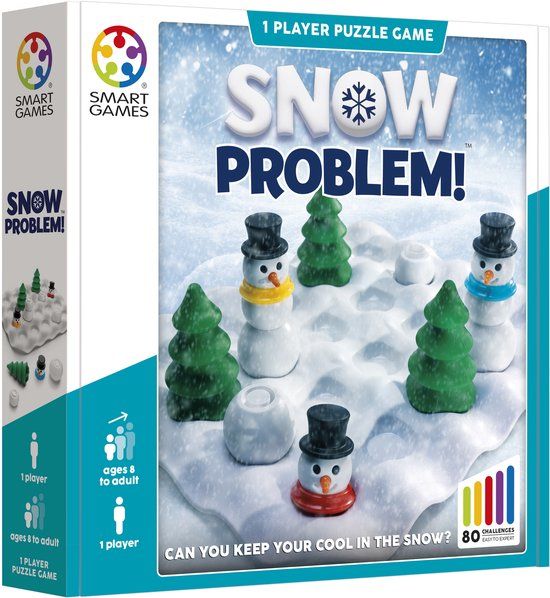 SmartGames Snow Problem - Logisch Denkspel - 80 Coole Uitdagingen - Sneeuwmannen - Breinbreker - Solospel - Vanaf 8 Jaar