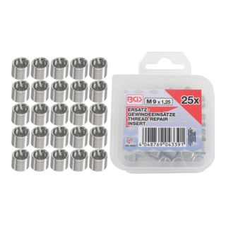 BGS Vervangingsdraad Inzetstukken M9 x 1,25 mm - 25 Delig