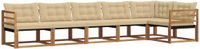 vidaXL - Hoek loungeset - 6 zitplekken - Natuurlijk en beige - Acacia hout