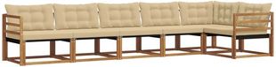 vidaXL - Hoek loungeset - 6 zitplekken - Natuurlijk en beige - Acacia hout