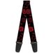 Buckle-Down Gitaarband – Supernatural symbolen verspreid zwart/rood – 5,1 cm breed – 73,7-137,2 cm lang