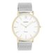 OOZOO Timepieces - Goudkleurige horloge met zilverkleurige metalen mesh armband - C20116