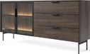 3E 3xE living.com Dunin-eik Kommode, 181 cm hoog, 82,6 cm breed, 39,3 cm diep