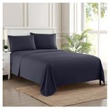 Sweet Home Collection Luxe beddengoedset met plat hoeslaken, 2 kussenslopen, microvezel, marineblauw, tweepersoons