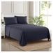 Sweet Home Collection Luxe beddengoedset met plat hoeslaken, 2 kussenslopen, microvezel, marineblauw, tweepersoons