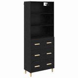 vidaXL Highboard Zwart Eiken 69,5 x 32,5 x 180 cm Bewerkt Hout